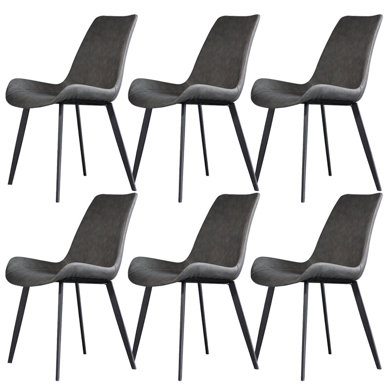 Industrial Dining Chair with Metal Frame Matte Finish Solid Back Side Chair