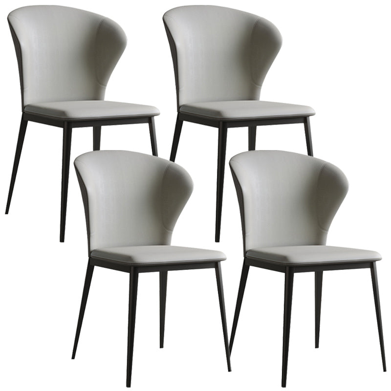 Industrial Armless Dining Chairs Black Metal Legs Wingback Side Chair