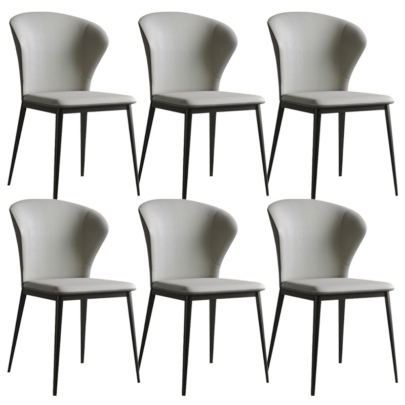 Industrial Armless Dining Chairs Black Metal Legs Wingback Side Chair