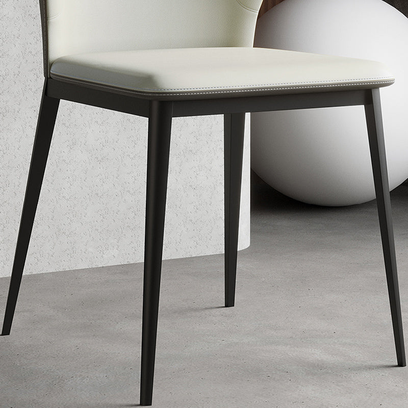 Industrial Armless Dining Chairs Black Metal Legs Wingback Side Chair