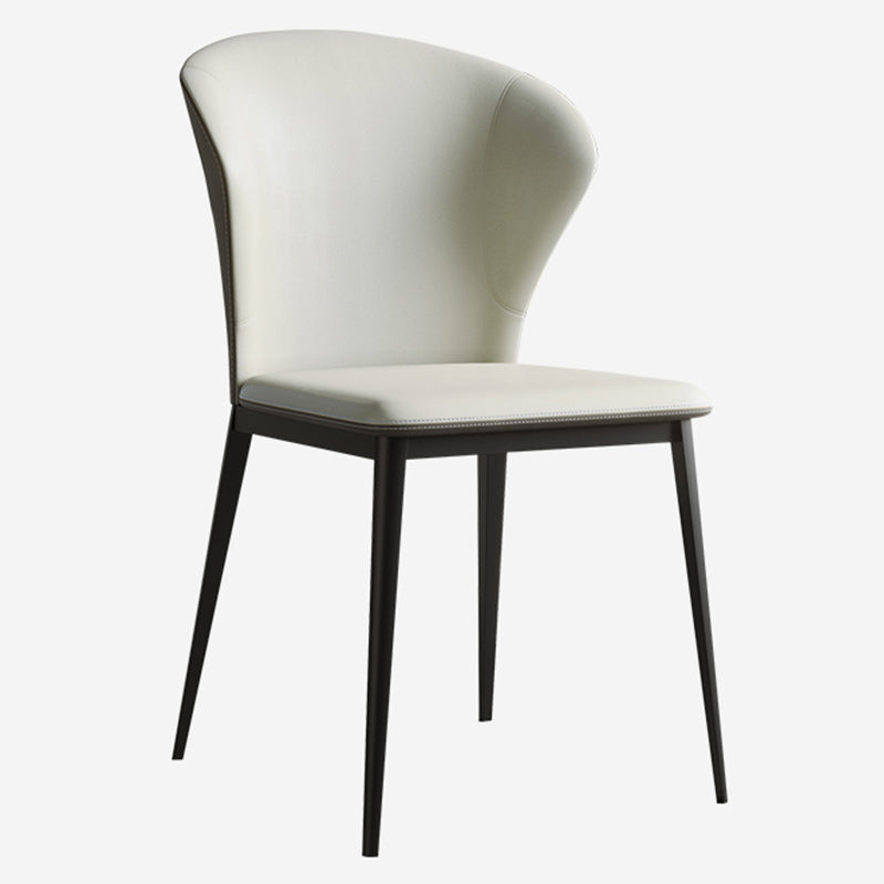 Industrial Armless Dining Chairs Black Metal Legs Wingback Side Chair