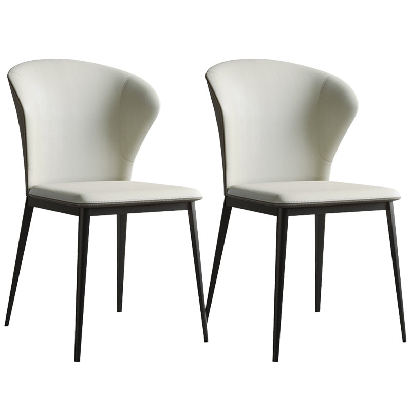 Industrial Armless Dining Chairs Black Metal Legs Wingback Side Chair