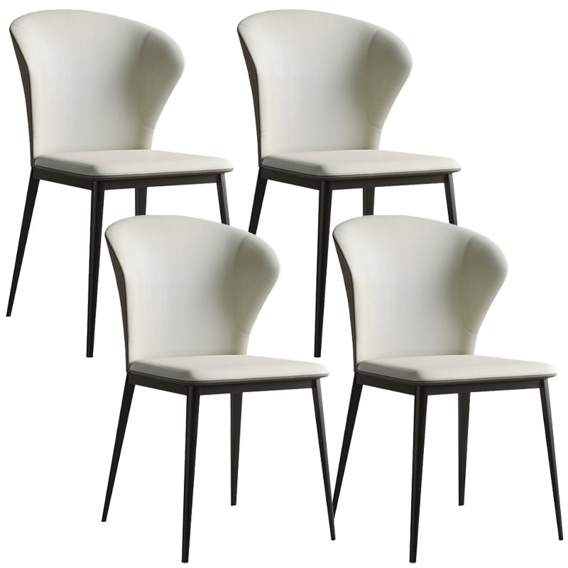 Industrial Armless Dining Chairs Black Metal Legs Wingback Side Chair