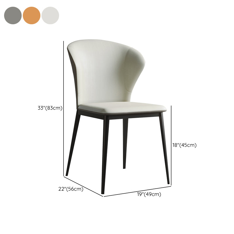 Industrial Armless Dining Chairs Black Metal Legs Wingback Side Chair