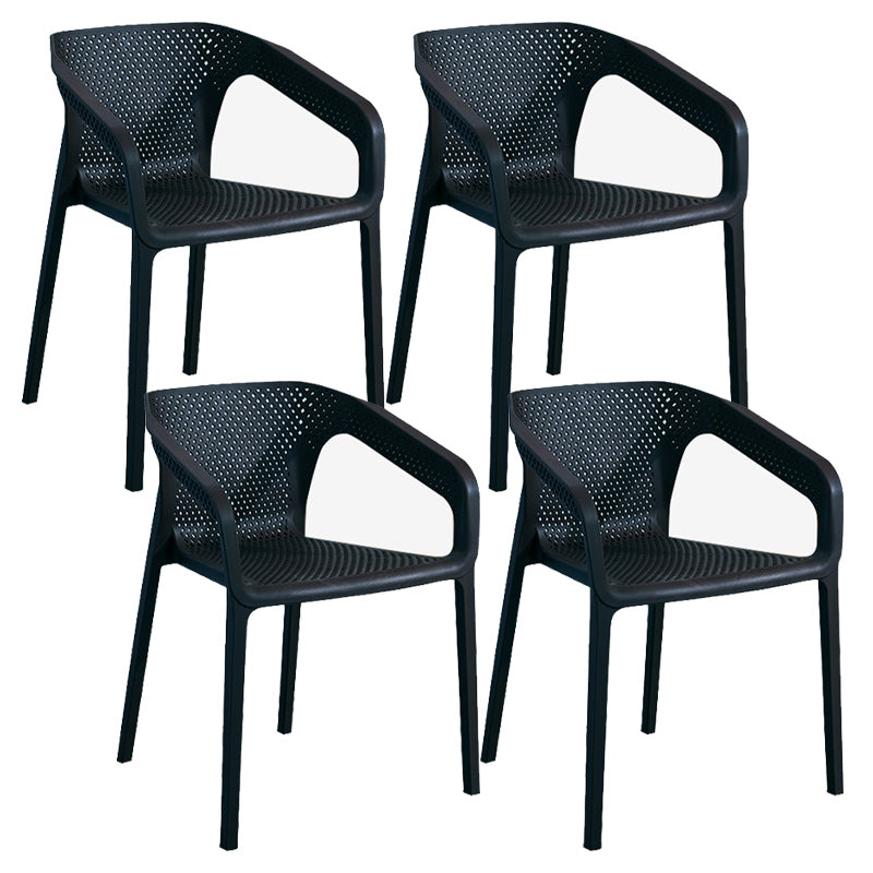 Modern Style Plastic Dining Armchair Open Back Stackable Dining Arm Chair