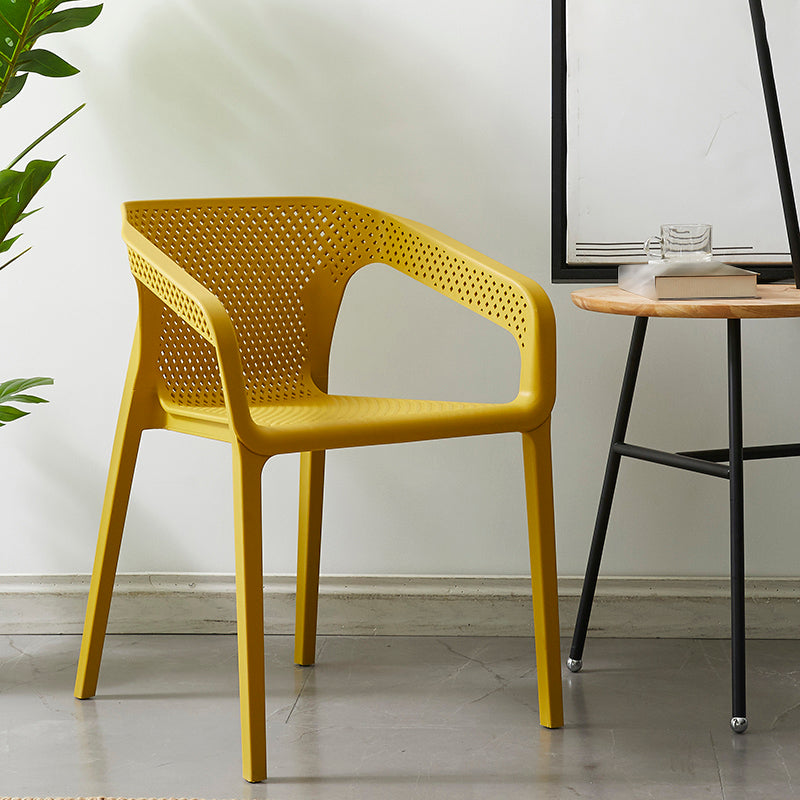 Modern Style Plastic Dining Armchair Open Back Stackable Dining Arm Chair
