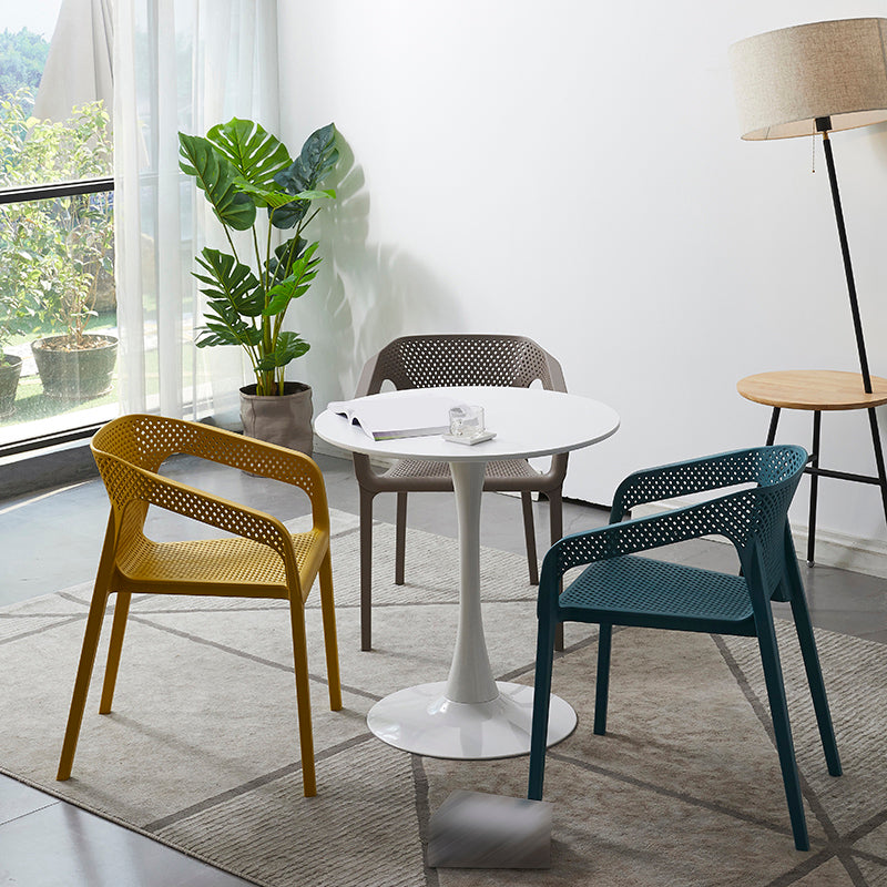 Modern Style Plastic Dining Armchair Open Back Stackable Dining Arm Chair