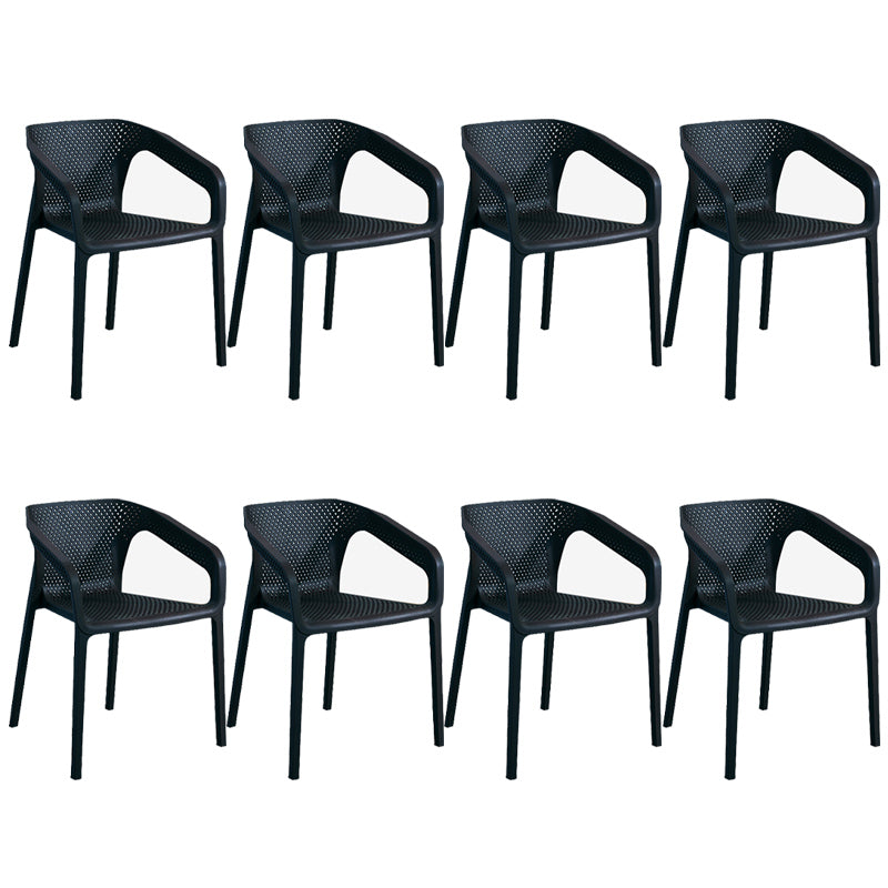 Modern Style Plastic Dining Armchair Open Back Stackable Dining Arm Chair