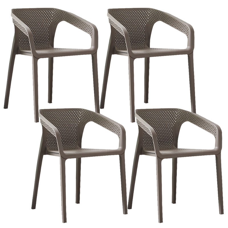Modern Style Plastic Dining Armchair Open Back Stackable Dining Arm Chair