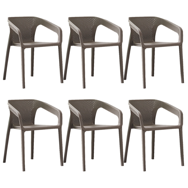 Modern Style Plastic Dining Armchair Open Back Stackable Dining Arm Chair