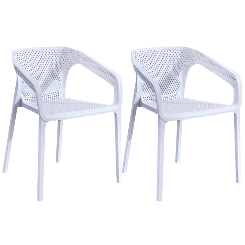 Modern Style Plastic Dining Armchair Open Back Stackable Dining Arm Chair