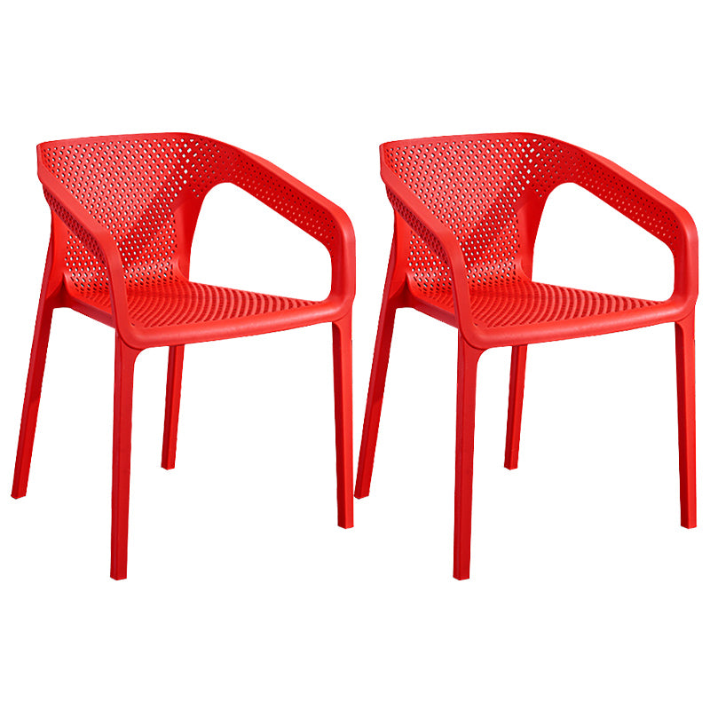Modern Style Plastic Dining Armchair Open Back Stackable Dining Arm Chair