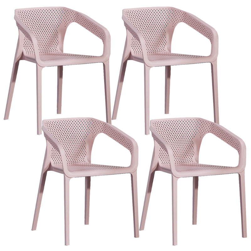 Modern Style Plastic Dining Armchair Open Back Stackable Dining Arm Chair