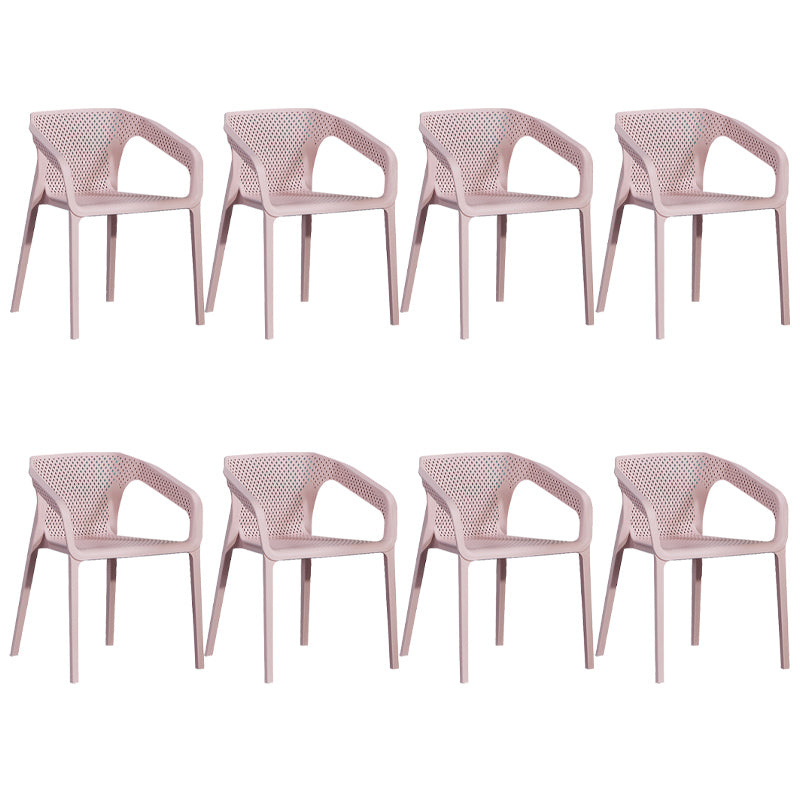 Modern Style Plastic Dining Armchair Open Back Stackable Dining Arm Chair