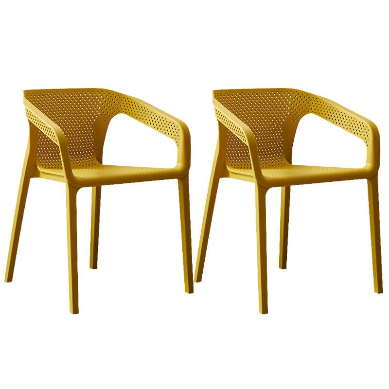 Modern Style Plastic Dining Armchair Open Back Stackable Dining Arm Chair