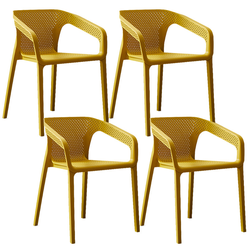 Modern Style Plastic Dining Armchair Open Back Stackable Dining Arm Chair