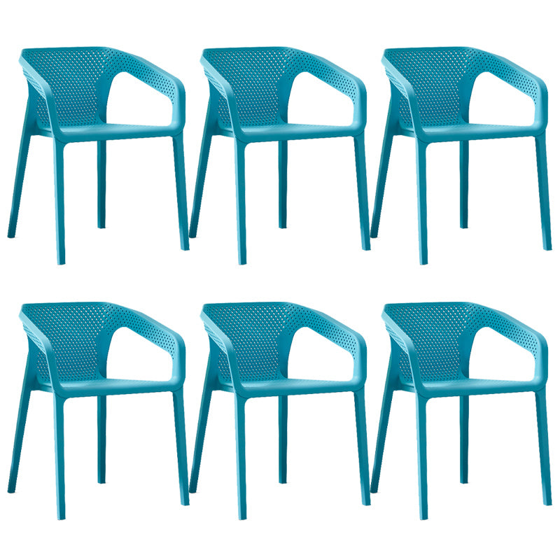 Modern Style Plastic Dining Armchair Open Back Stackable Dining Arm Chair