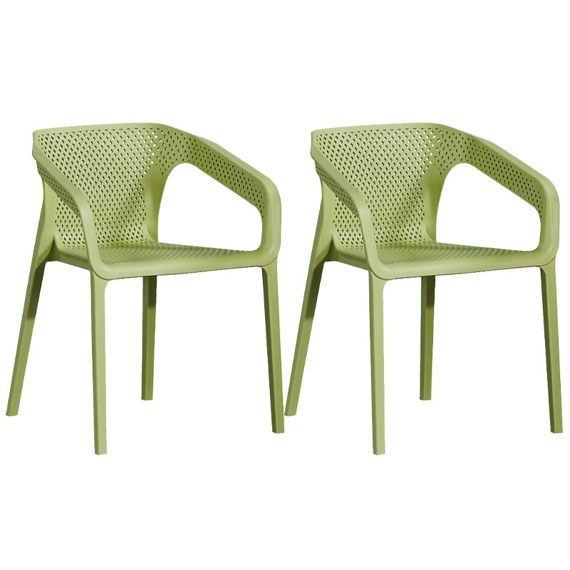 Modern Style Plastic Dining Armchair Open Back Stackable Dining Arm Chair