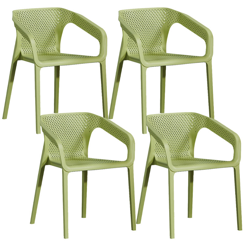 Modern Style Plastic Dining Armchair Open Back Stackable Dining Arm Chair