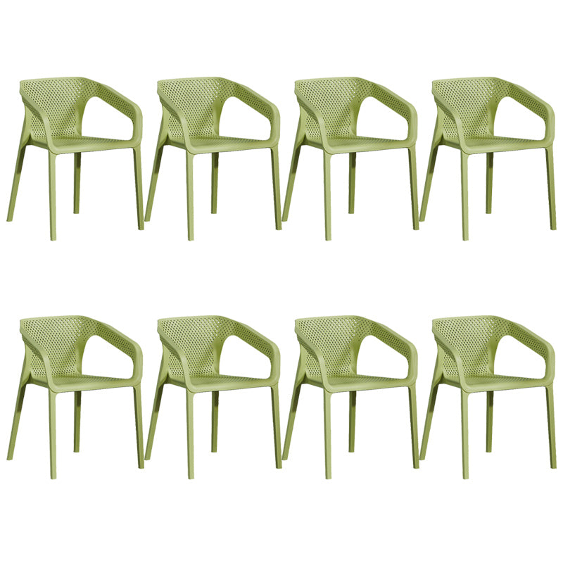 Modern Style Plastic Dining Armchair Open Back Stackable Dining Arm Chair