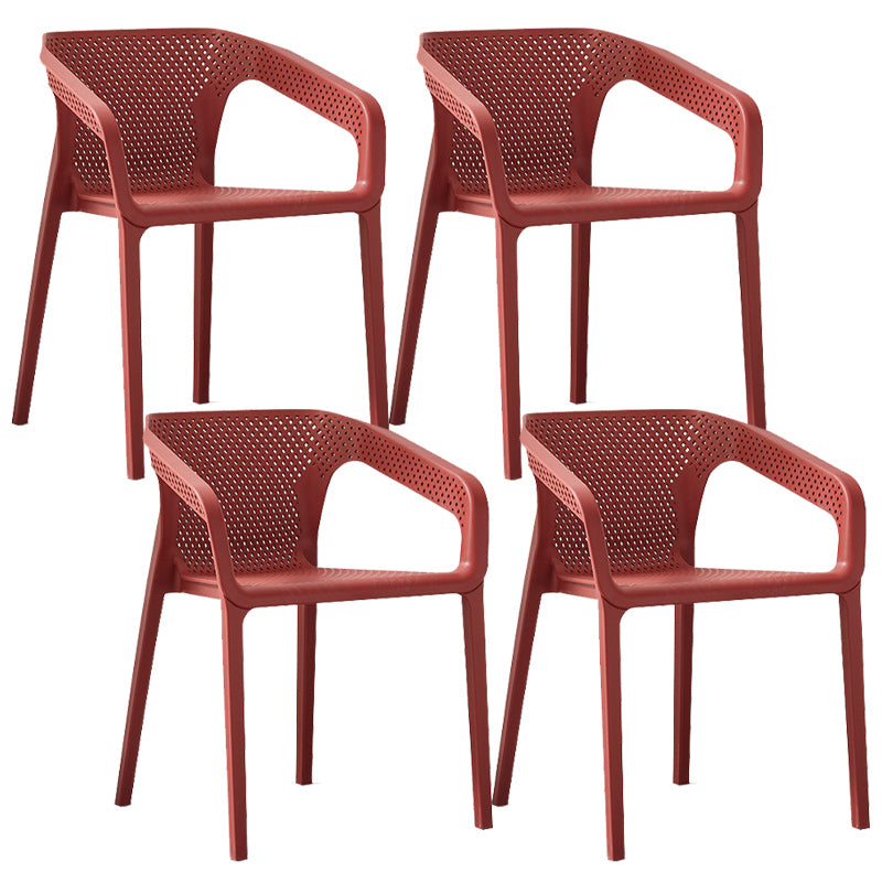 Modern Style Plastic Dining Armchair Open Back Stackable Dining Arm Chair