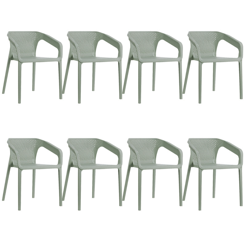 Modern Style Plastic Dining Armchair Open Back Stackable Dining Arm Chair