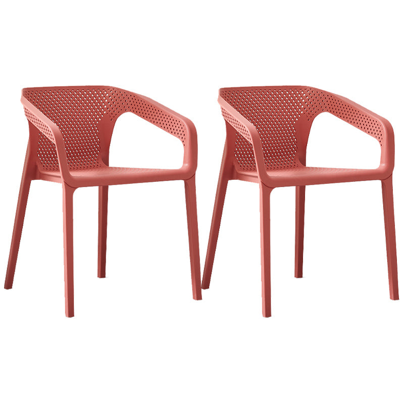 Modern Style Plastic Dining Armchair Open Back Stackable Dining Arm Chair
