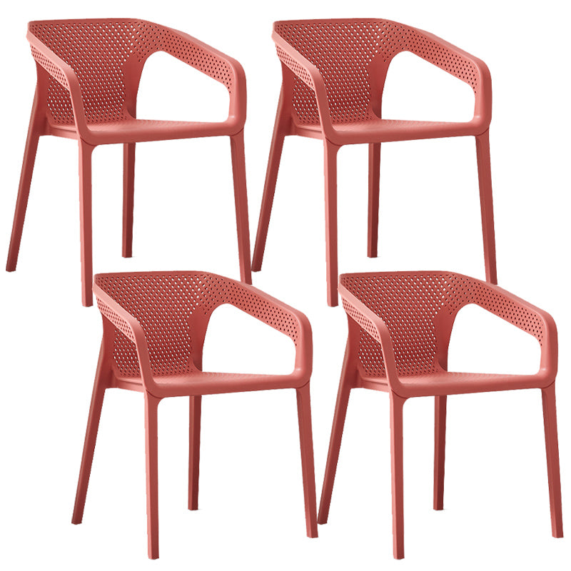 Modern Style Plastic Dining Armchair Open Back Stackable Dining Arm Chair