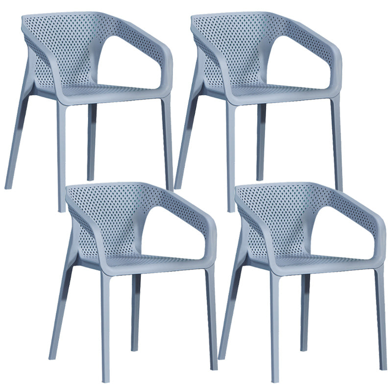 Modern Style Plastic Dining Armchair Open Back Stackable Dining Arm Chair