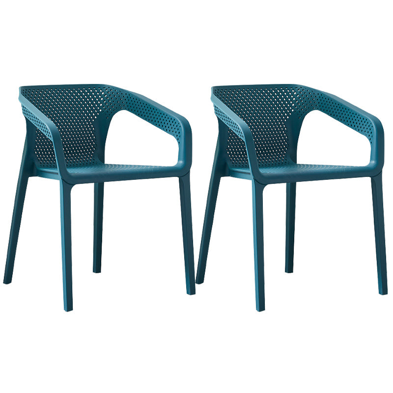 Modern Style Plastic Dining Armchair Open Back Stackable Dining Arm Chair