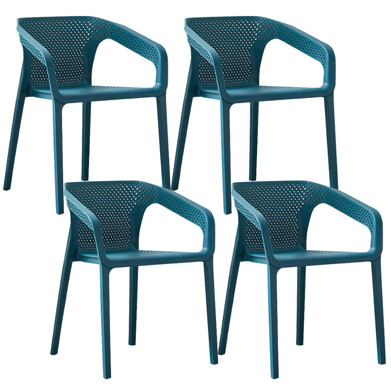 Modern Style Plastic Dining Armchair Open Back Stackable Dining Arm Chair