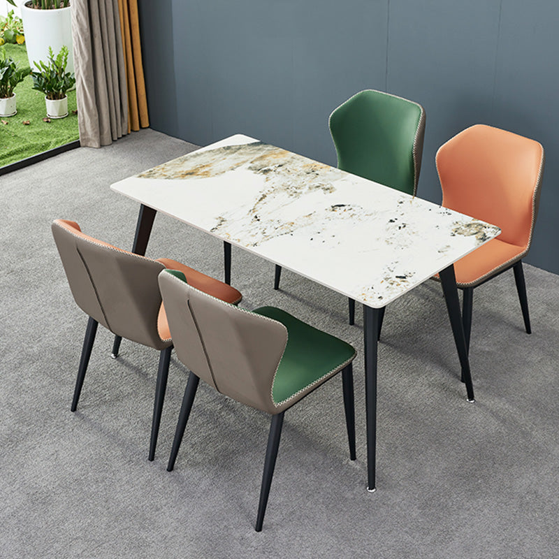 Metal Contemporary Dining Chair Metallic Finish Wingback Side Chair