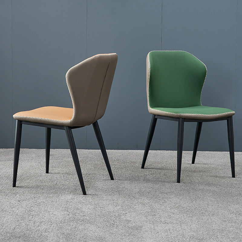 Metal Contemporary Dining Chair Metallic Finish Wingback Side Chair