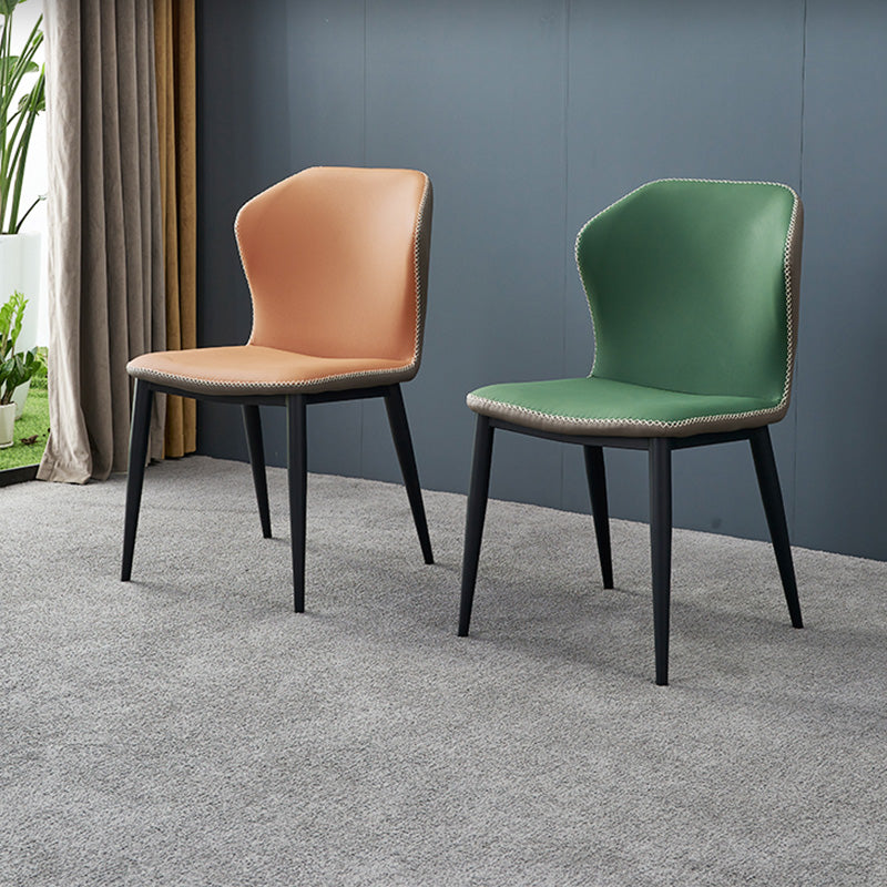 Metal Contemporary Dining Chair Metallic Finish Wingback Side Chair