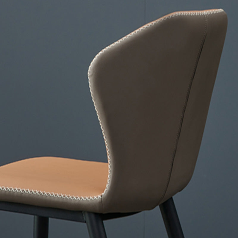 Metal Contemporary Dining Chair Metallic Finish Wingback Side Chair