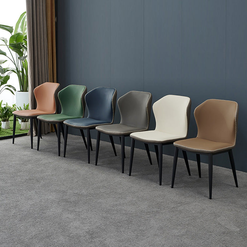 Metal Contemporary Dining Chair Metallic Finish Wingback Side Chair