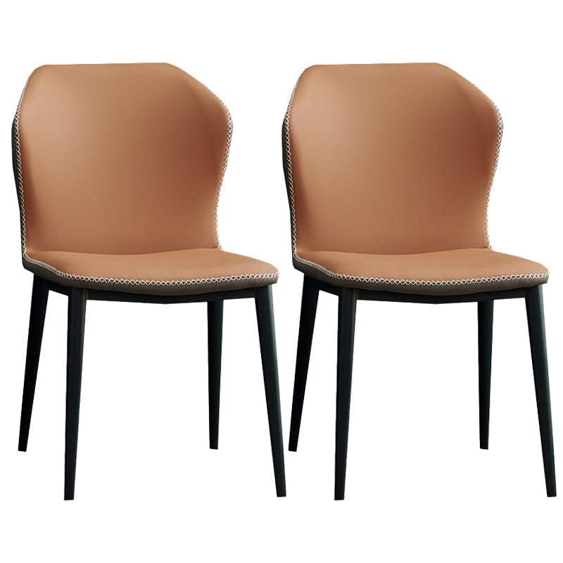 Metal Contemporary Dining Chair Metallic Finish Wingback Side Chair