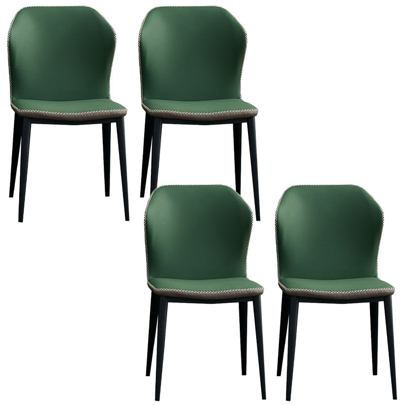 Metal Contemporary Dining Chair Metallic Finish Wingback Side Chair