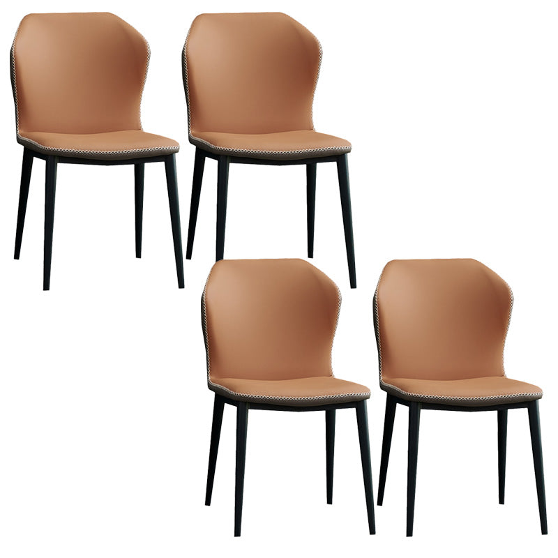 Metal Contemporary Dining Chair Metallic Finish Wingback Side Chair