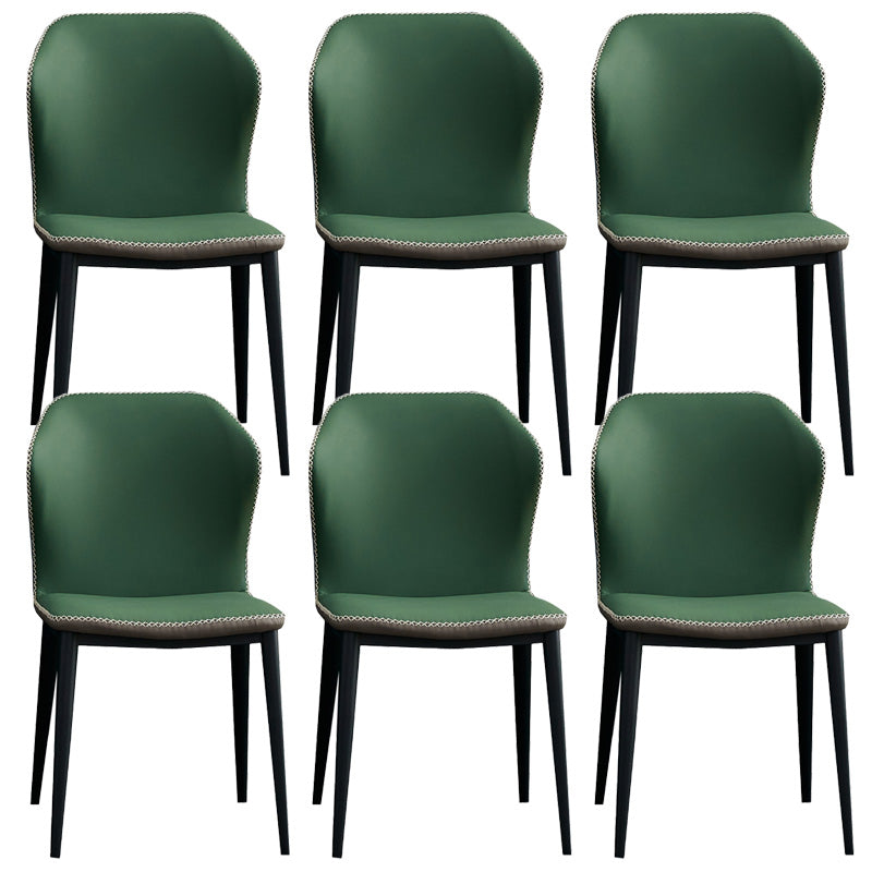 Metal Contemporary Dining Chair Metallic Finish Wingback Side Chair