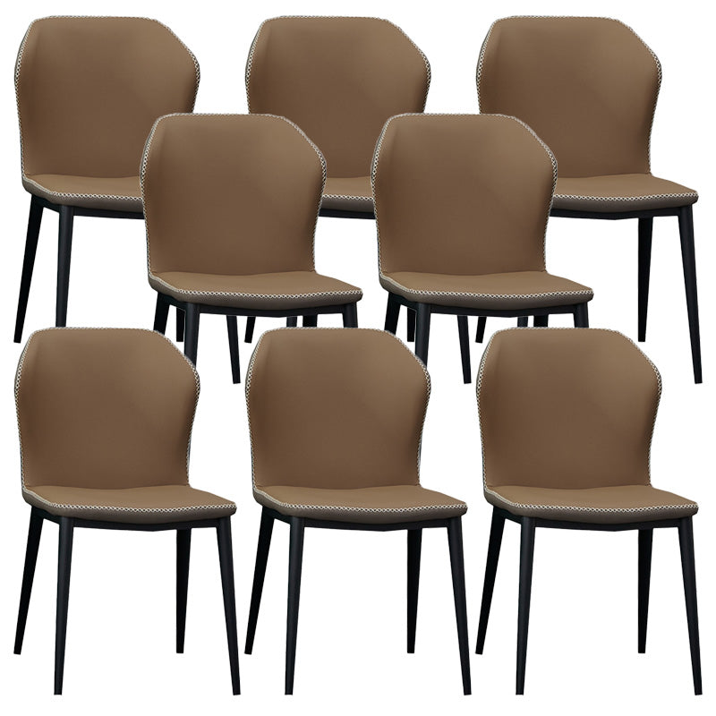 Metal Contemporary Dining Chair Metallic Finish Wingback Side Chair