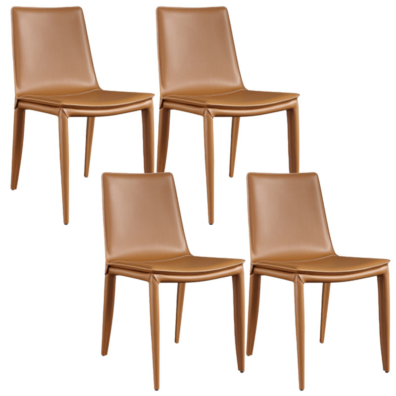 Contemporary Style Dining Chairs Armless Dining Chairs with Metal Legs for Home