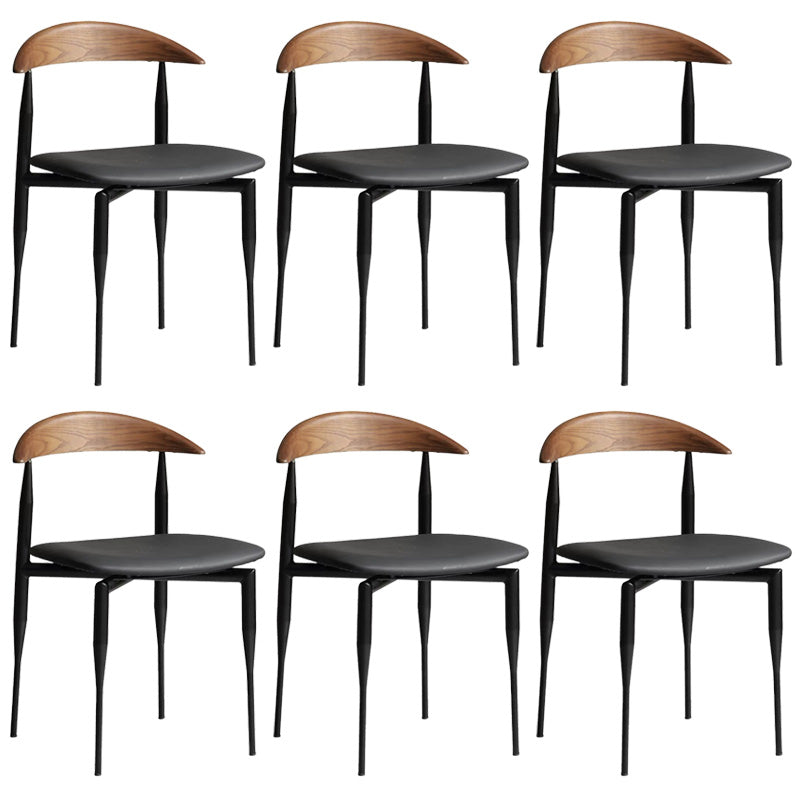 Metal Industrial Side Chair with Black Legs Metallic Finish Indoor Dining Chair