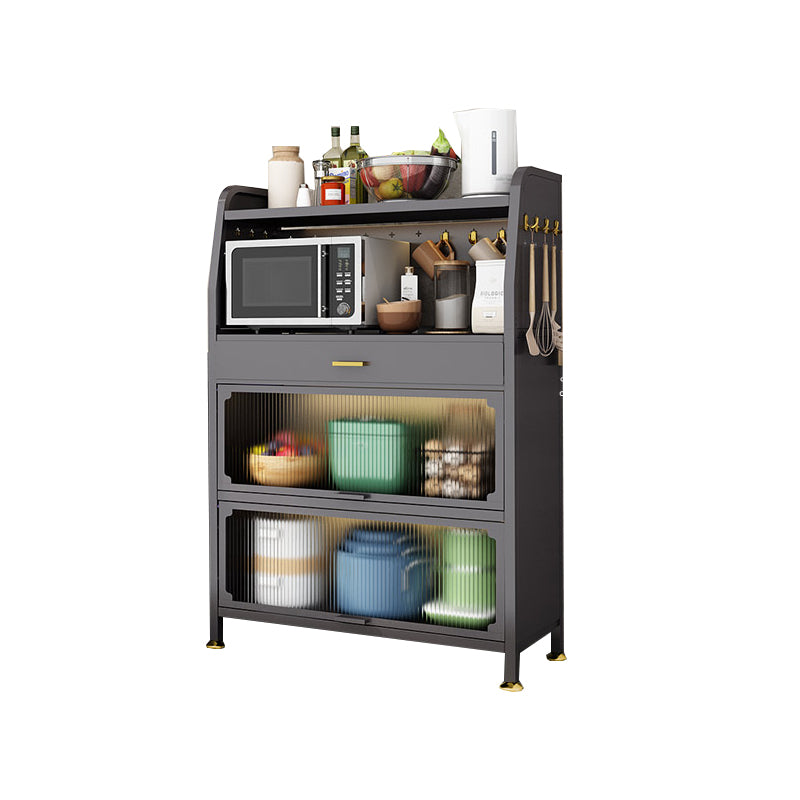 Contemporary Metal Dining Server Black Buffet Server for Dining Room