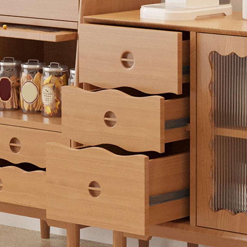 Pine Solid Wood Dining Server with Drawers Contemporary Buffet Table