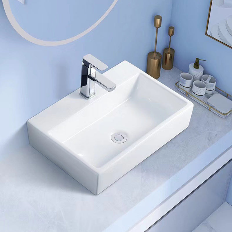 Modern Vessel Bathroom Sink Porcelain White Wash Stand for Bathroom