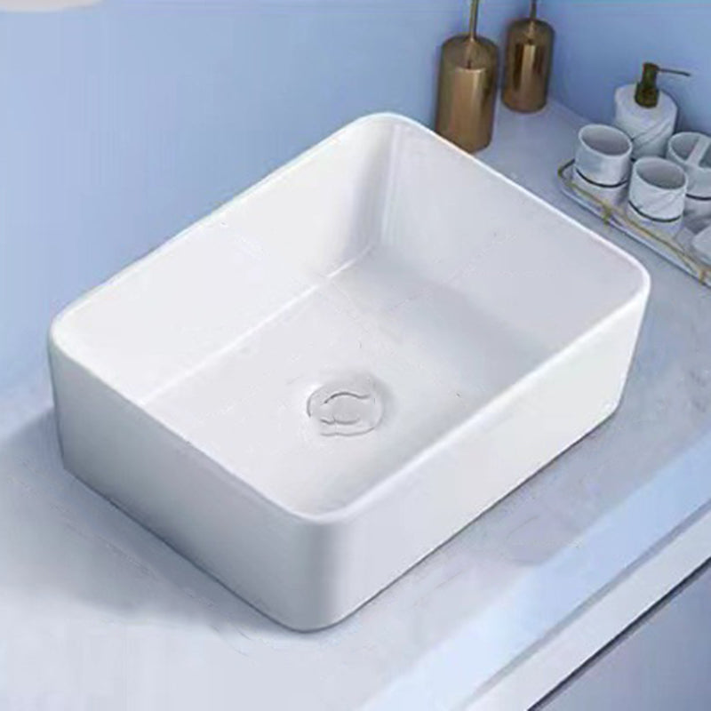 Modern Vessel Bathroom Sink Porcelain White Wash Stand for Bathroom