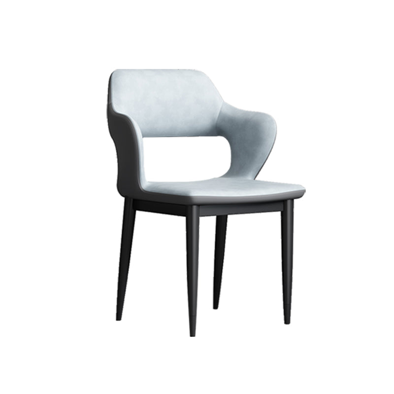Modern Open Back Side Chair Leather Upholstered Armless Dining Chair with Metal Base