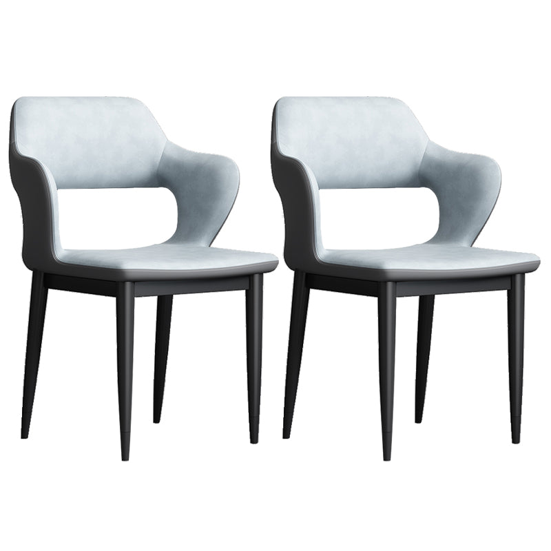 Modern Open Back Side Chair Leather Upholstered Armless Dining Chair with Metal Base