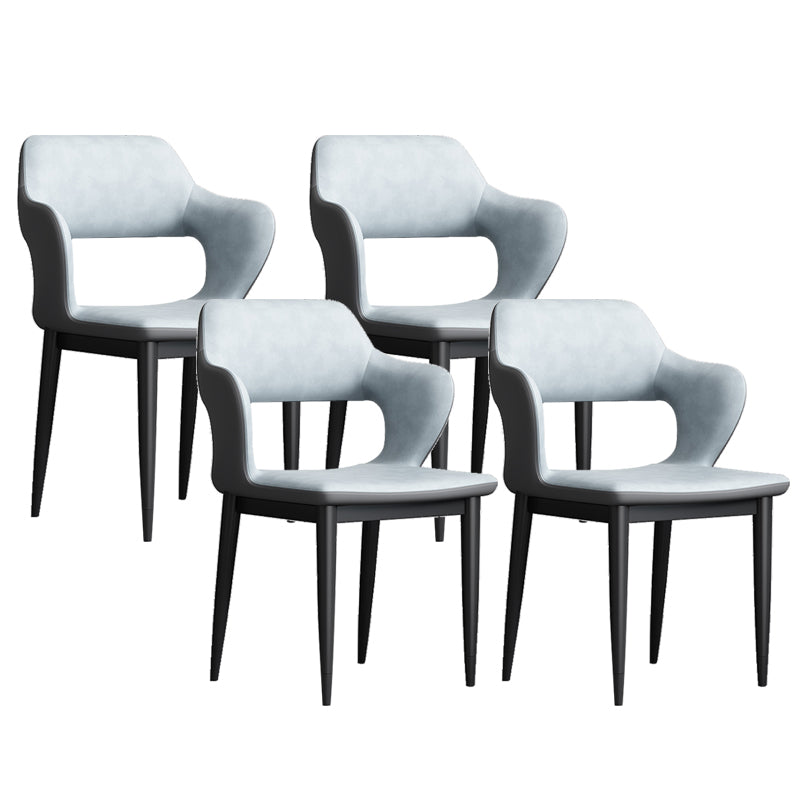 Modern Open Back Side Chair Leather Upholstered Armless Dining Chair with Metal Base